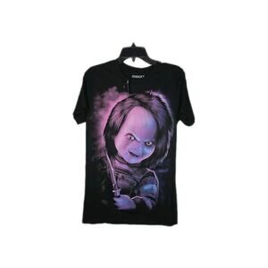 Chucky Universal City Studios Graphic T Shirt Adults Small Purple Black Cotton
